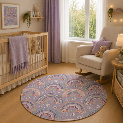Posy Rainbows Nursery Round Rug