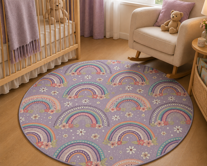 Posy Rainbows Nursery Round Rug