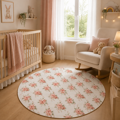 Rose Bouquet Nursery Round Rug