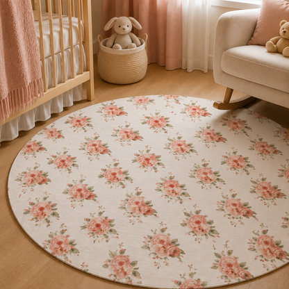 Rose Bouquet Nursery Round Rug