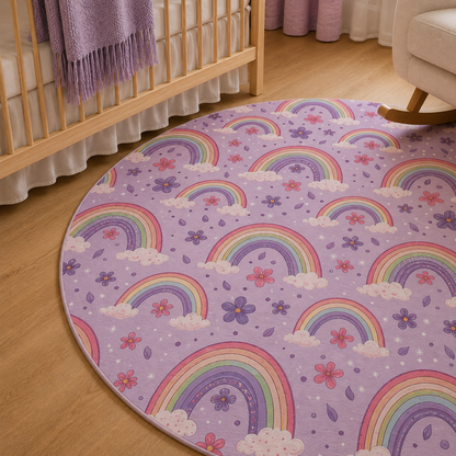 Violet Sky Rainbows Nursery Round Rug
