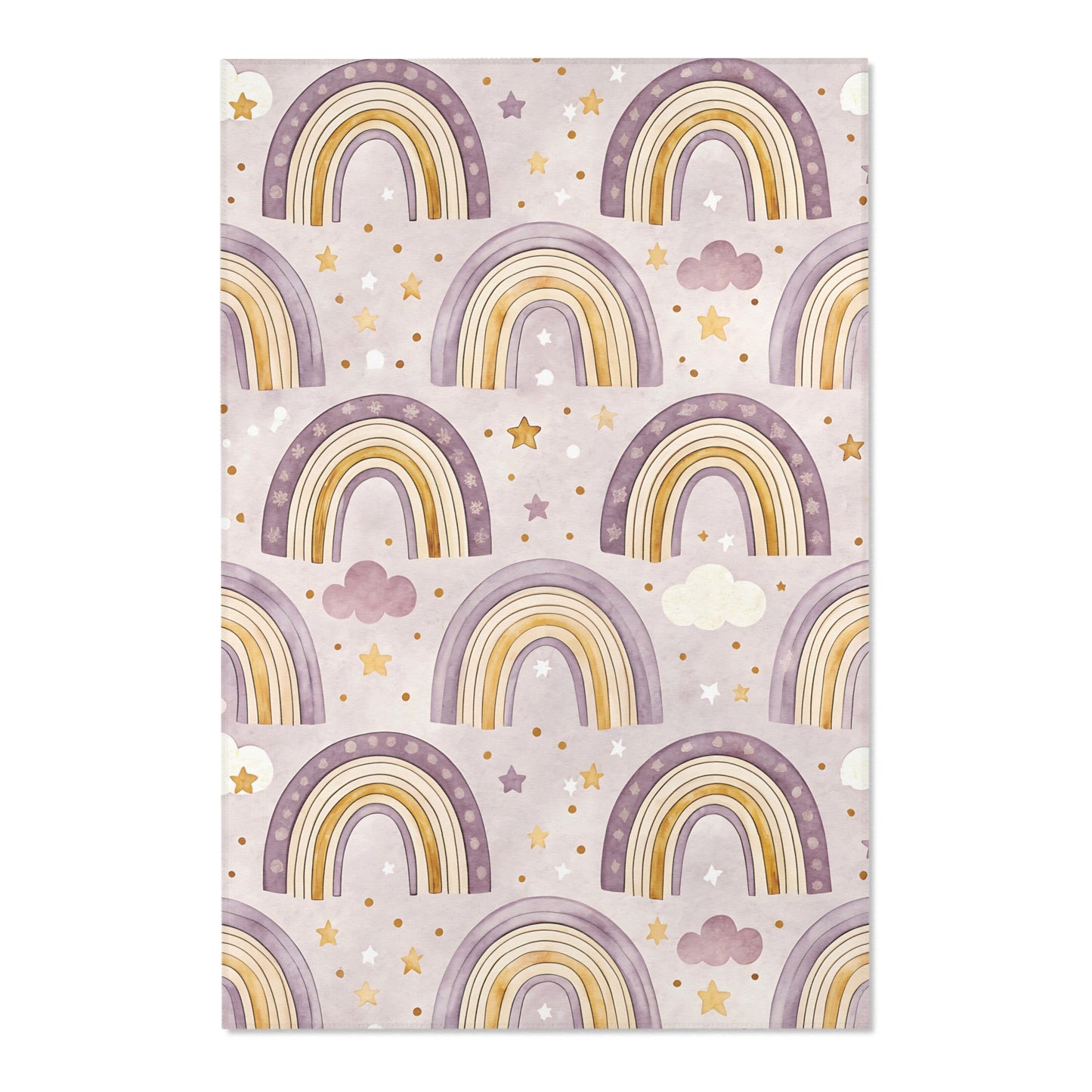Close detail of the large arches on the nursery area rug