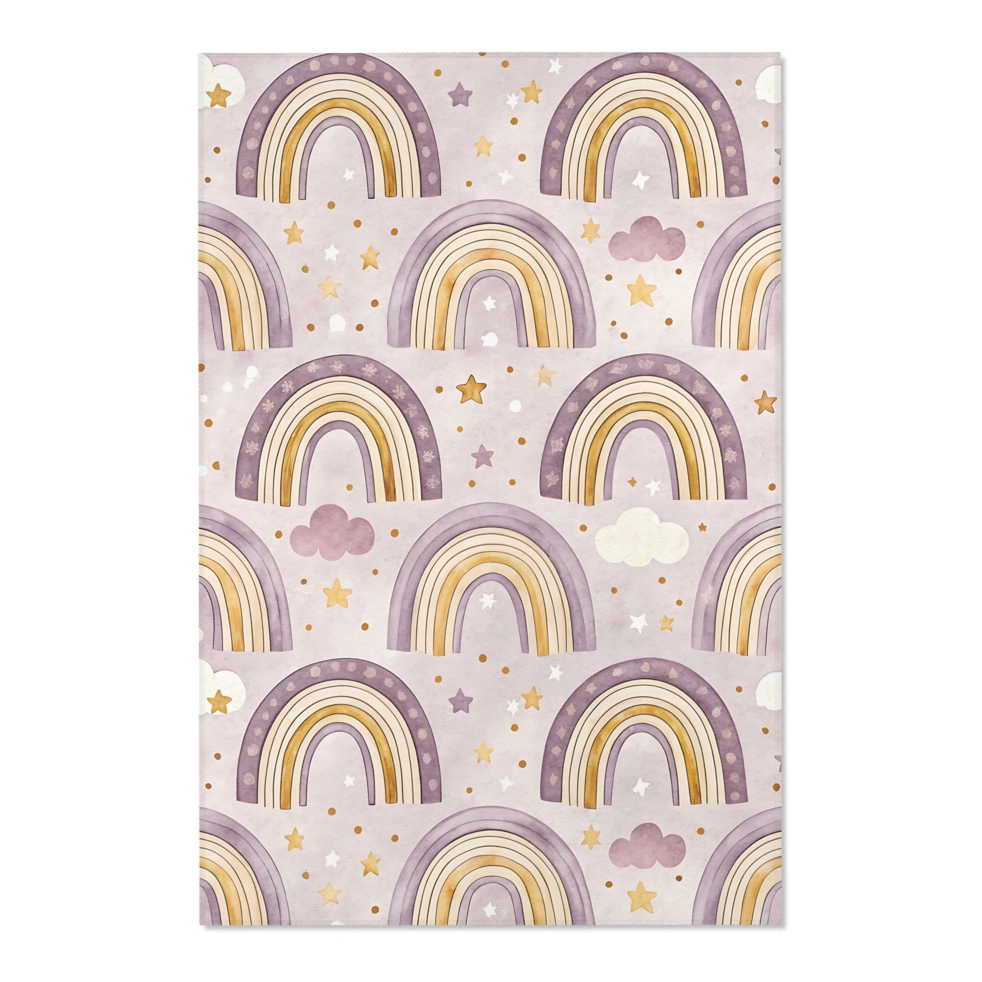 Close detail of the large arches on the nursery area rug