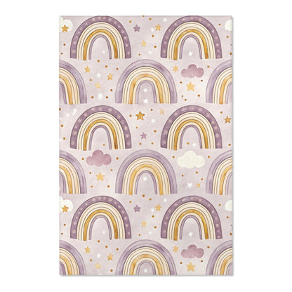 Close detail of the large arches on the nursery area rug