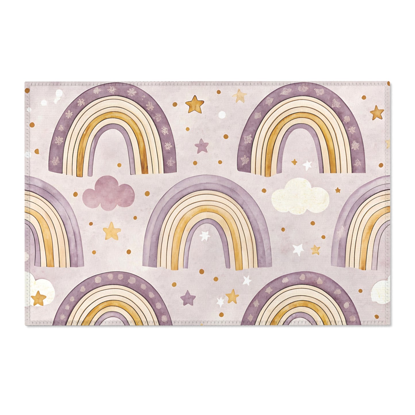 Amethyst Rainbows area rug shown in landscape orientation