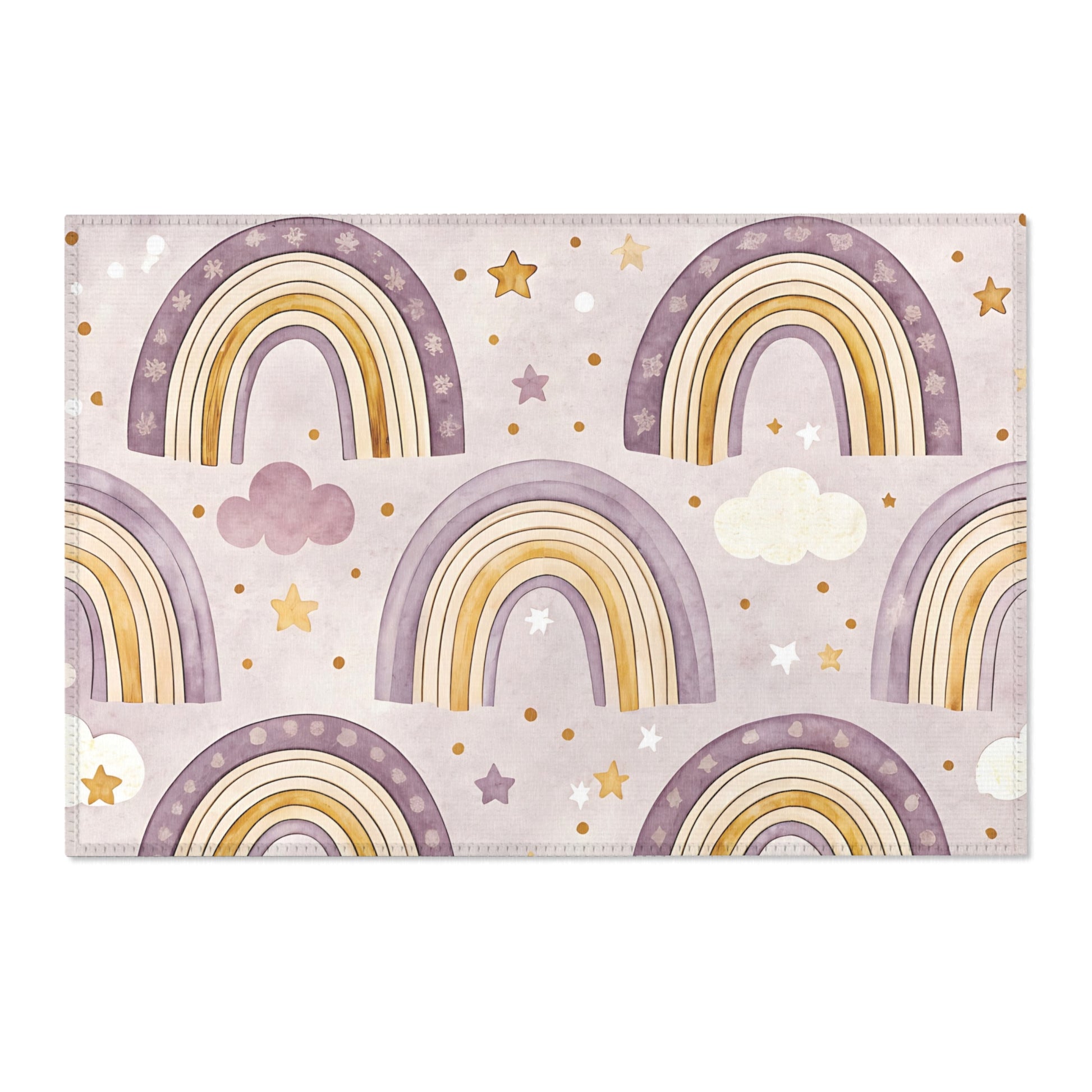 Amethyst Rainbows area rug shown in landscape orientation