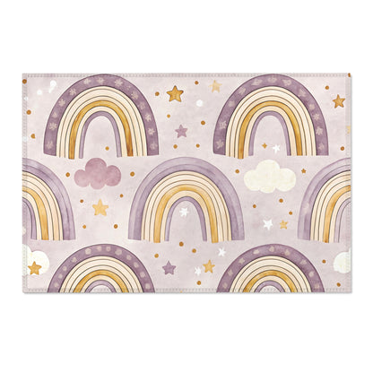 Amethyst Rainbows area rug shown in landscape orientation