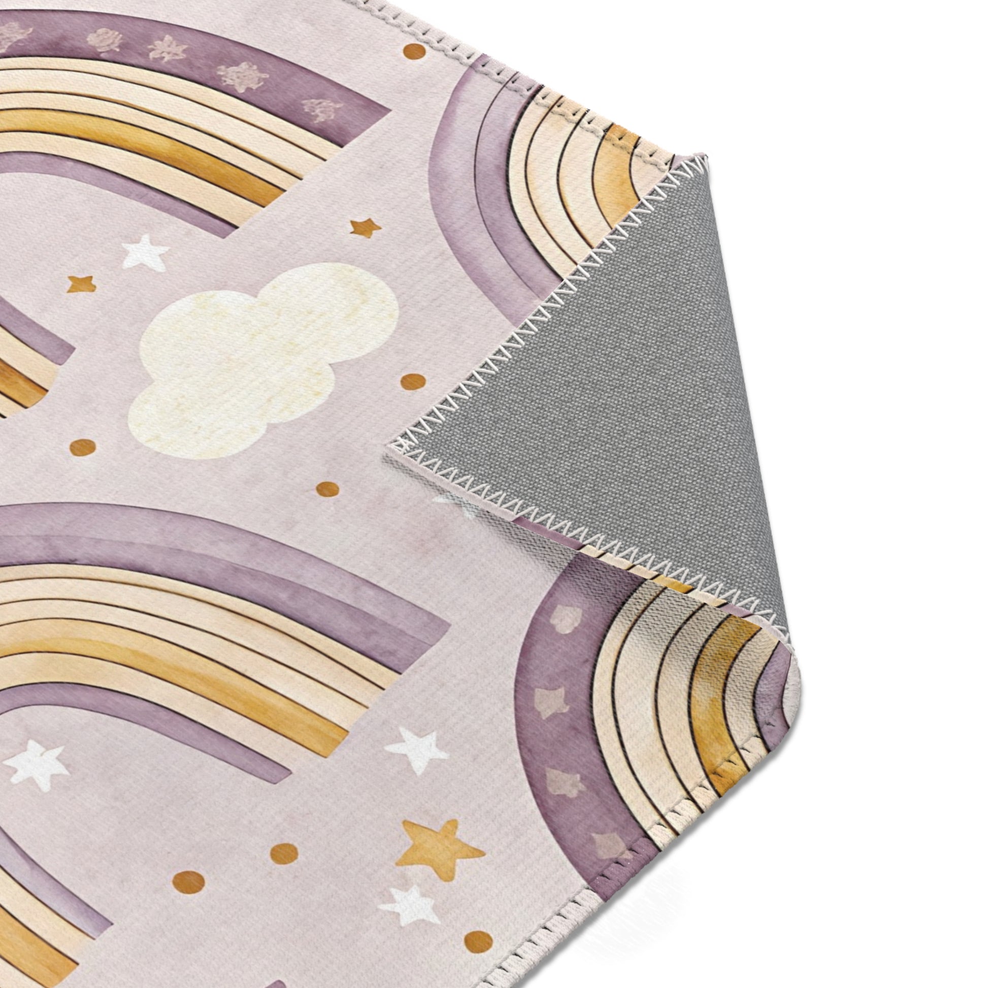 Amethyst Rainbows nursery rug pattern shown flat