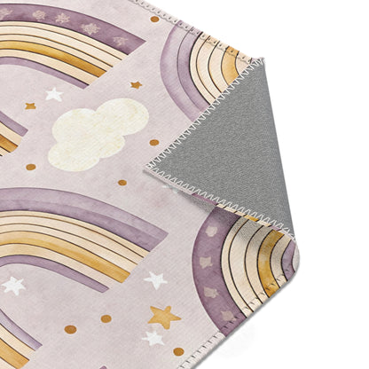 Amethyst Rainbows nursery rug pattern shown flat