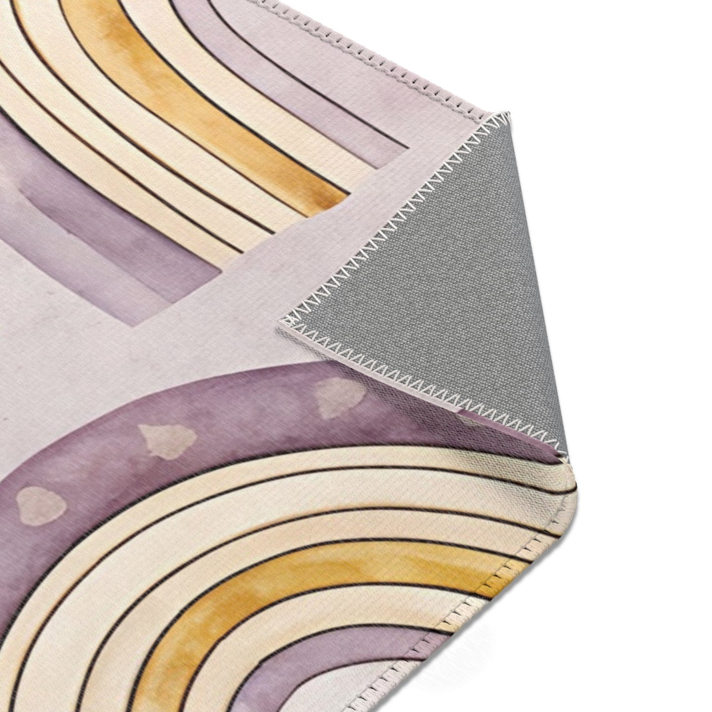 Amethyst Rainbows rug print detail in amethyst and cream