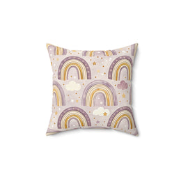 Amethyst Rainbows decorative nursery pillow on a glider chair