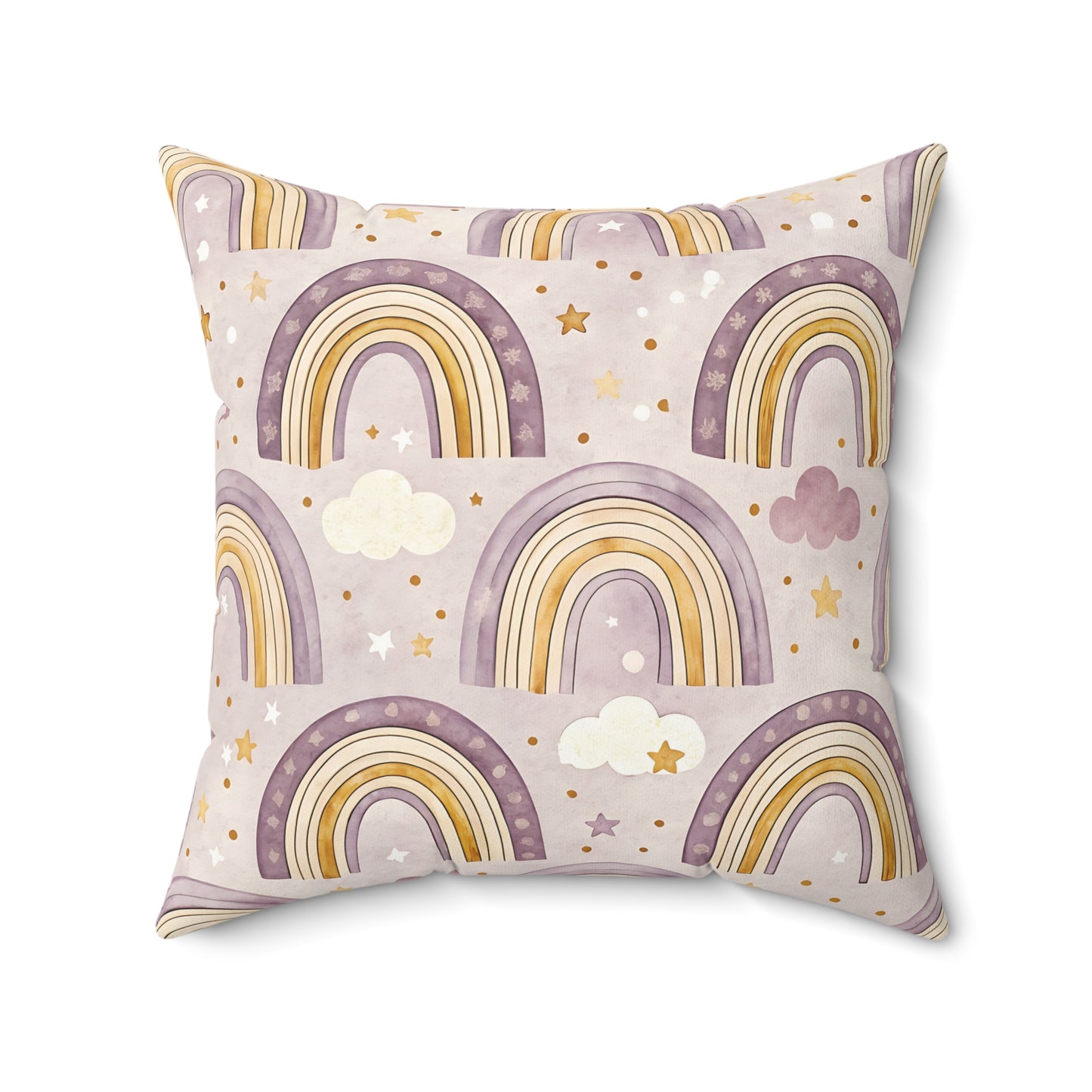 Amethyst Rainbows nursery pillow shown from the front