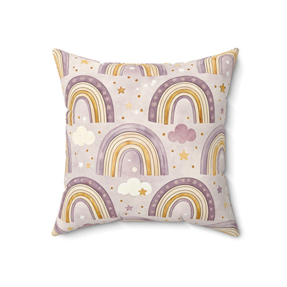 Amethyst Rainbows decorative pillow against a plain background