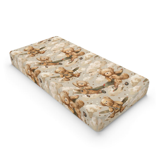 Aviator Bears changing pad cover on a nursery changing table