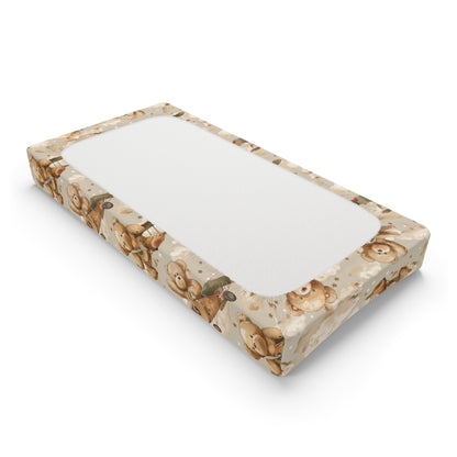 Changing pad cover with teddy bears in vintage biplanes