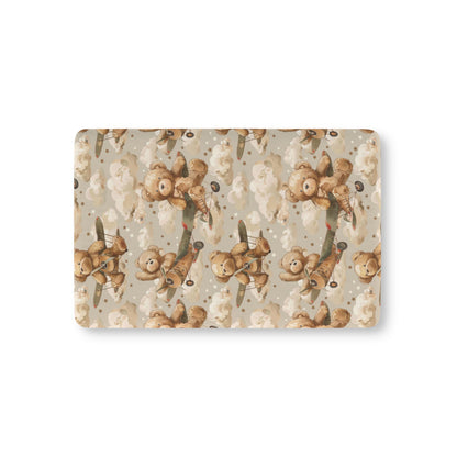 Aviator Bears fitted crib sheet on a nursery crib mattress