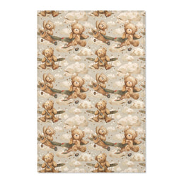 Aviator Bears nursery area rug in a baby room