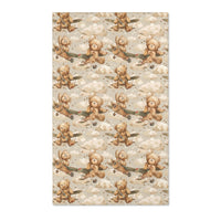 Vintage plane nursery area rug in tan and brown