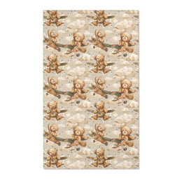 Vintage plane nursery area rug in tan and brown