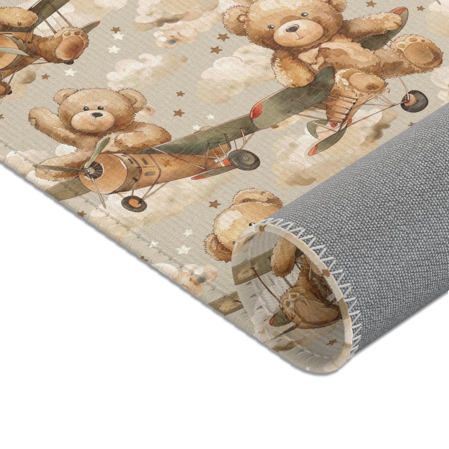Aviator Bears area rug in the small size