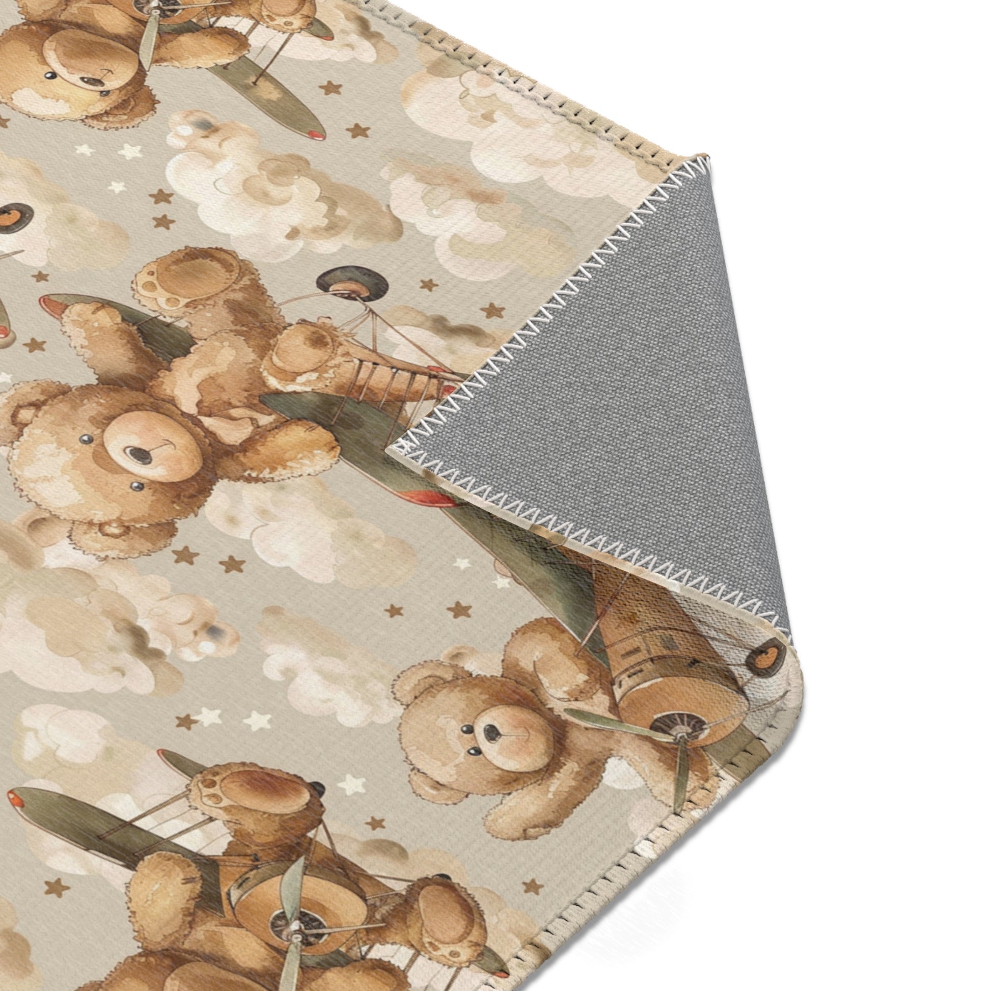 Aviator Bears area rug in the medium size