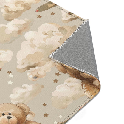 Aviator Bears rectangular nursery area rug