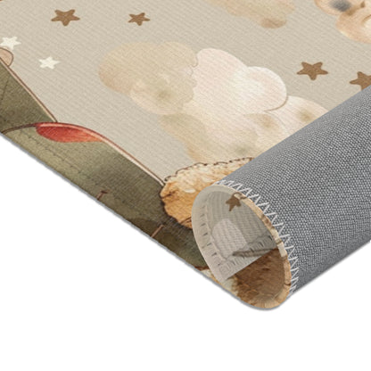 Aviator Bears nursery area rug for a baby room floor