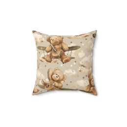 Aviator Bears decorative nursery pillow on a glider chair