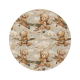 Aviator Bears round nursery rug on a baby room floor