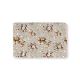 Balloon Bears fitted crib sheet on a nursery crib mattress