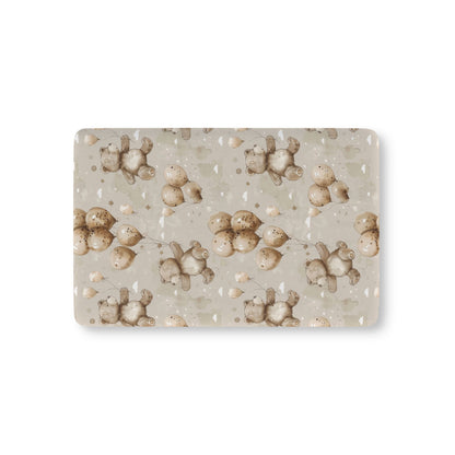 Balloon Bears fitted crib sheet on a nursery crib mattress