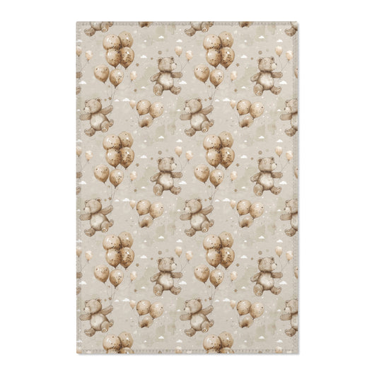 Balloon Bears nursery area rug in a baby room