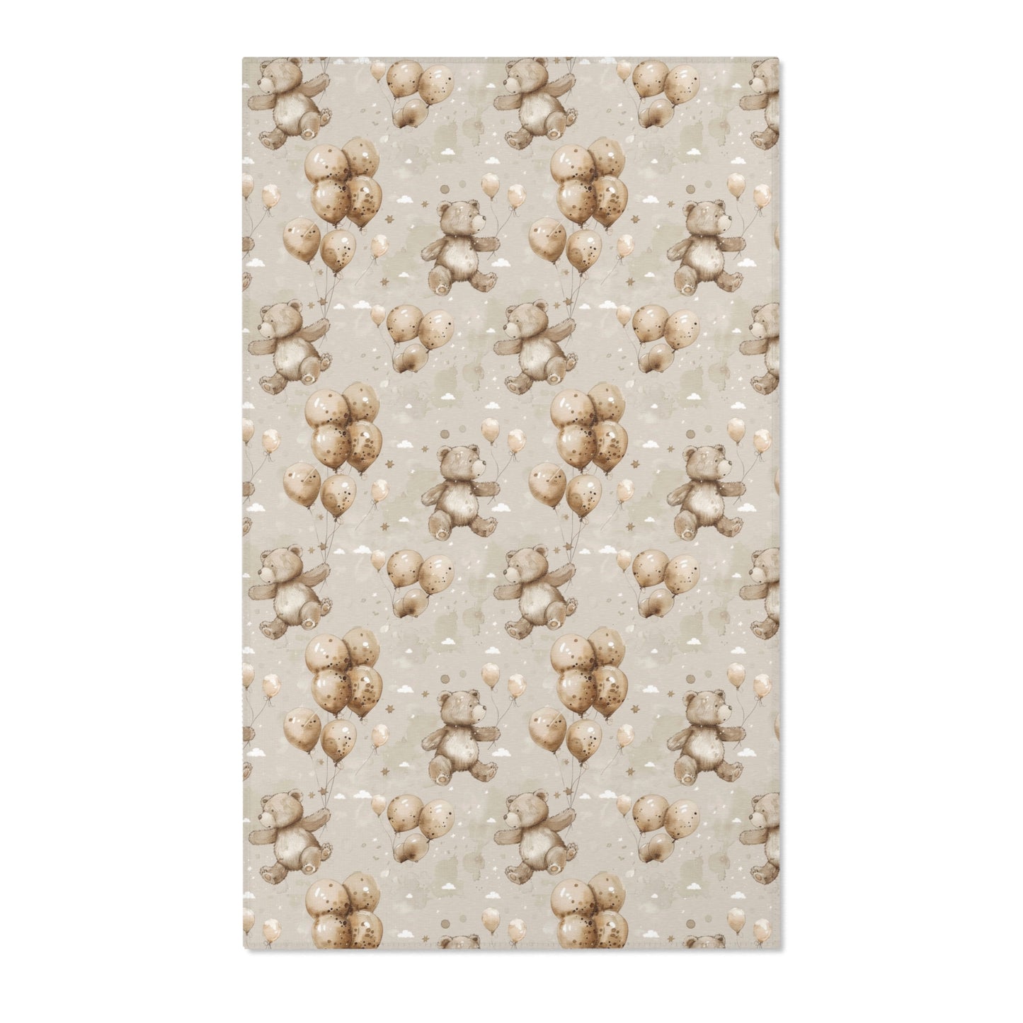 Teddy bear nursery area rug in taupe and sage