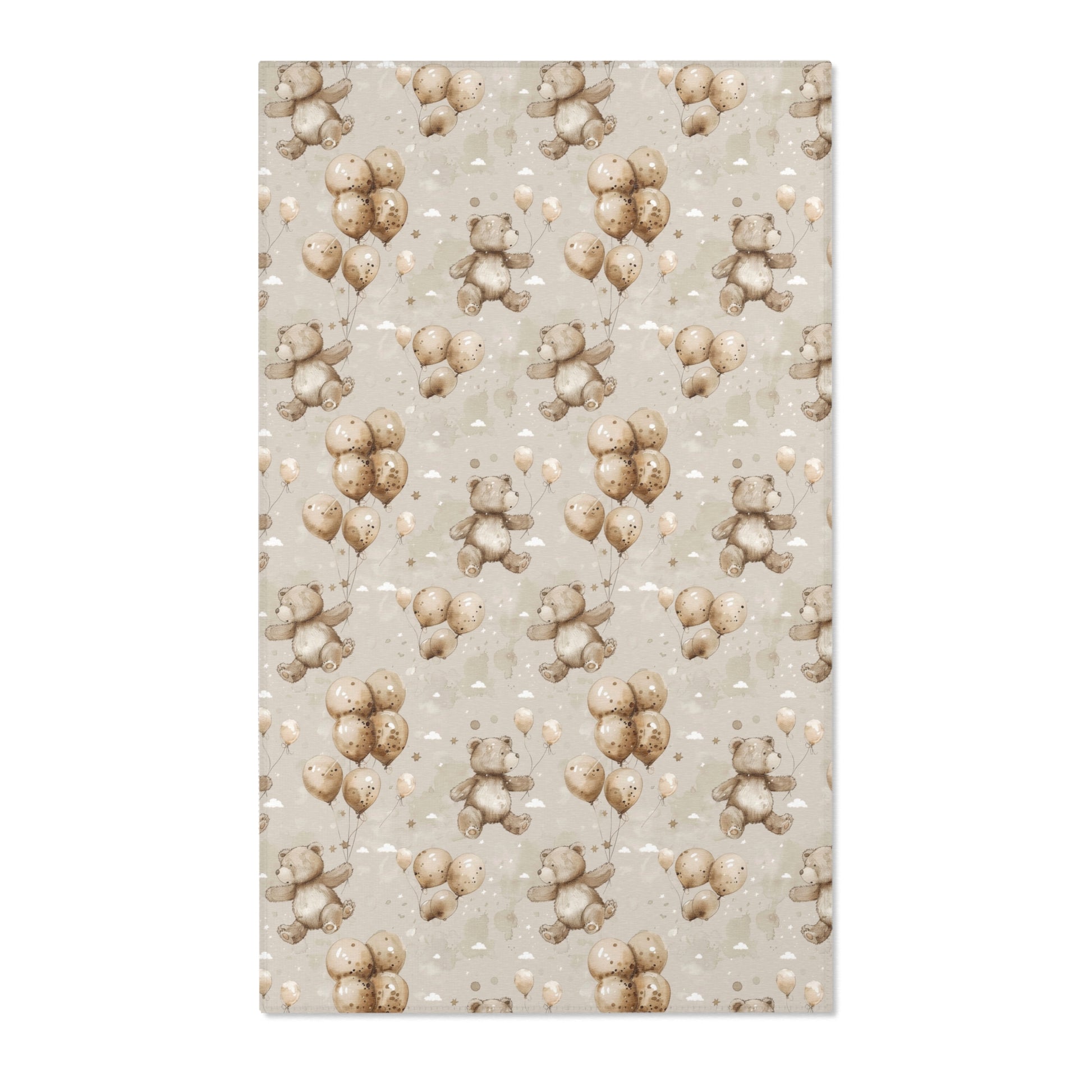 Teddy bear nursery area rug in taupe and sage