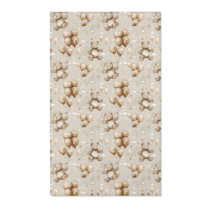 Teddy bear nursery area rug in taupe and sage