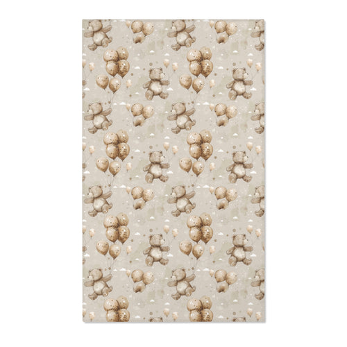 Teddy bear nursery area rug in taupe and sage