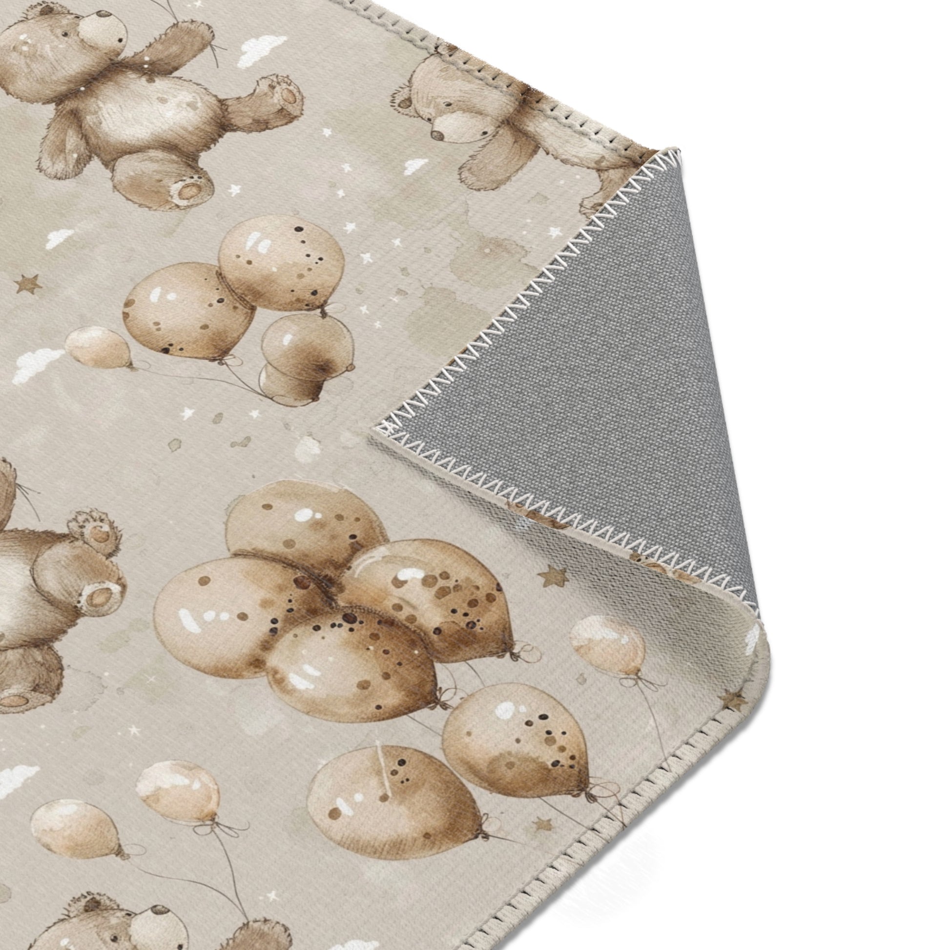 Balloon Bears nursery rug pattern shown flat