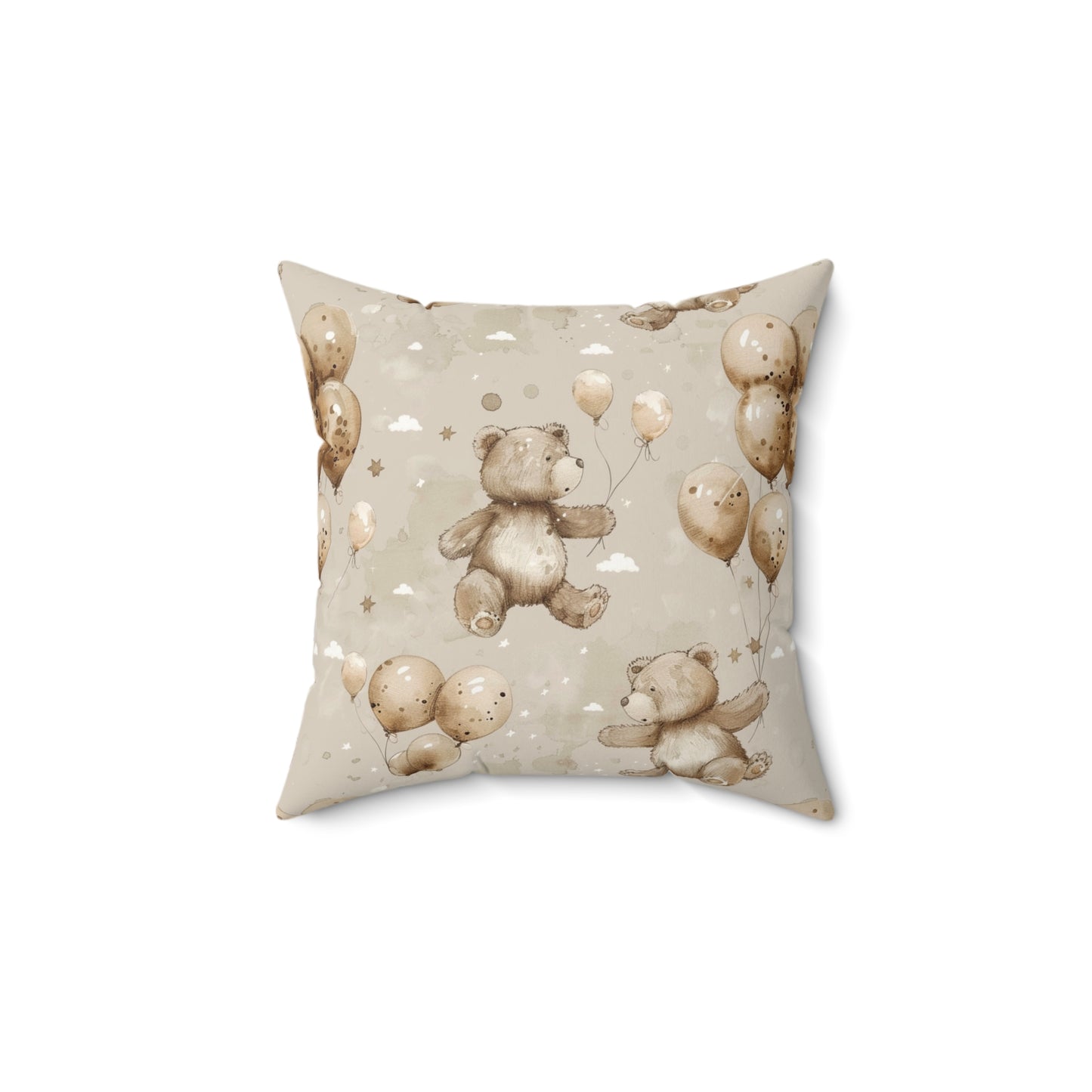 Balloon Bears decorative nursery pillow on a glider chair