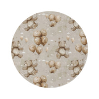 Balloon Bears round nursery rug on a baby room floor