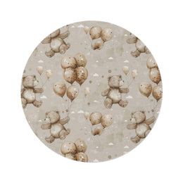 Balloon Bears round nursery rug on a baby room floor