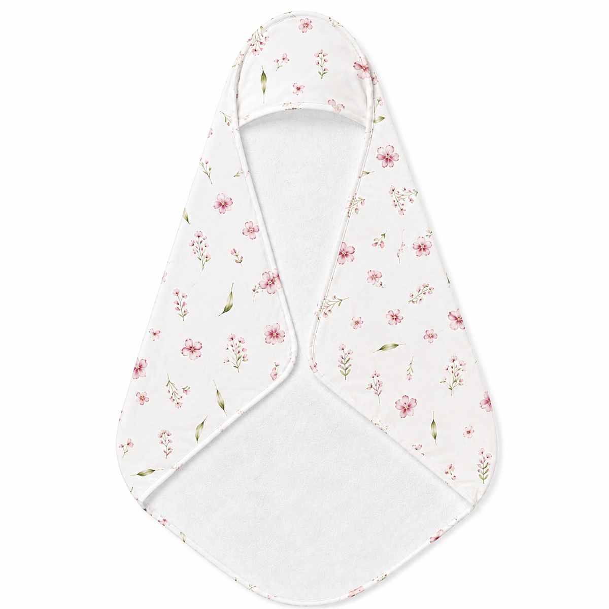 Blush Blossom hooded baby towel wrapped around a baby