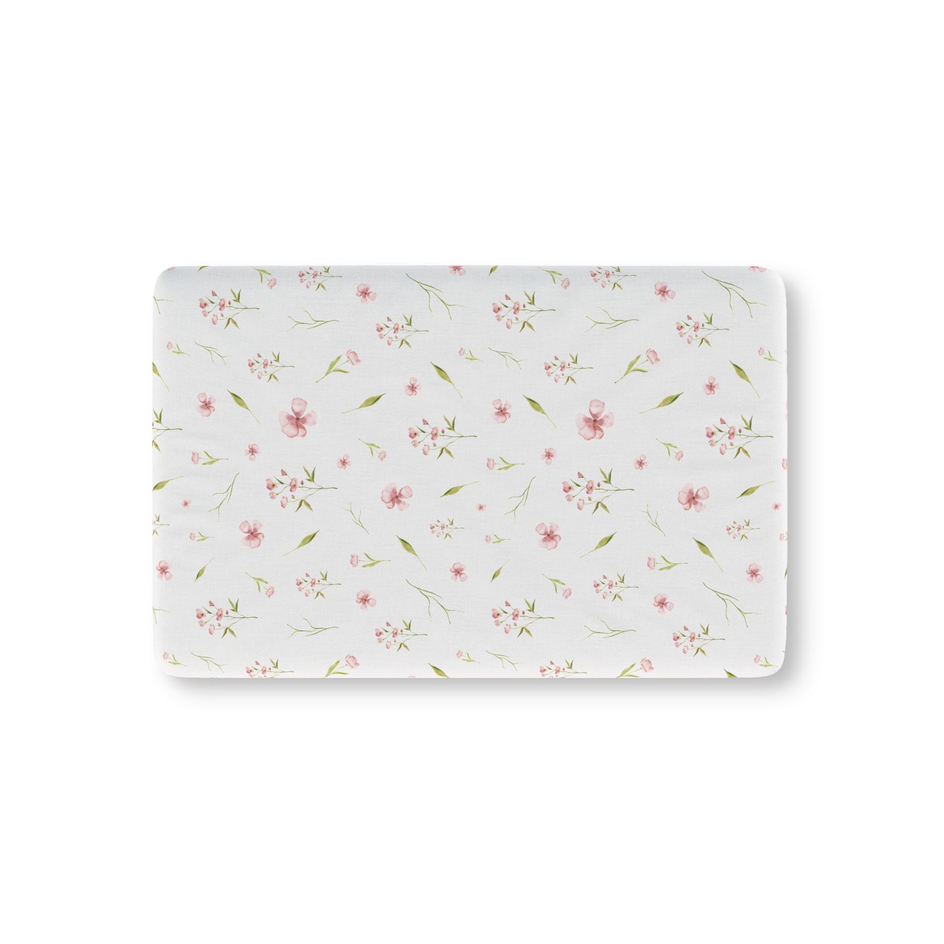 Blush Blossom fitted crib sheet on a nursery crib mattress