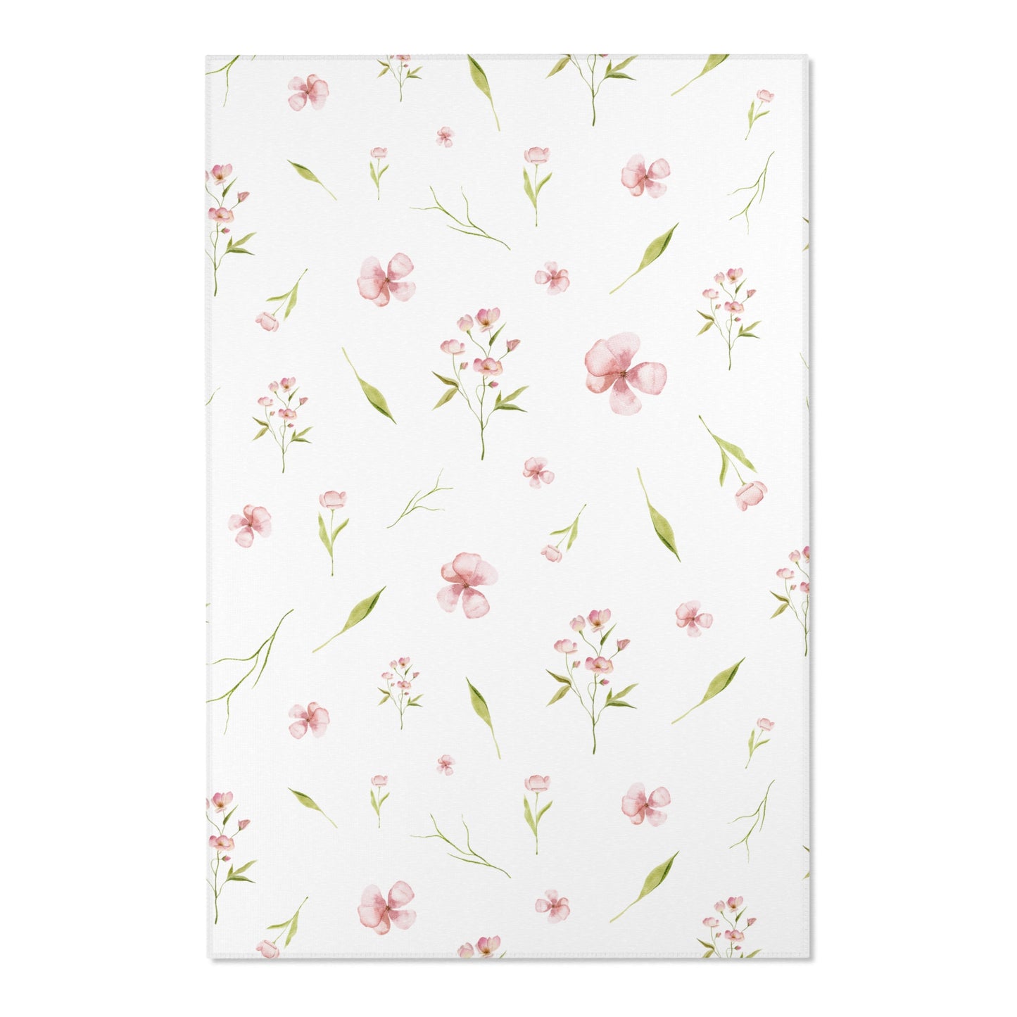 Rectangular nursery rug in dusty pink and sage green florals