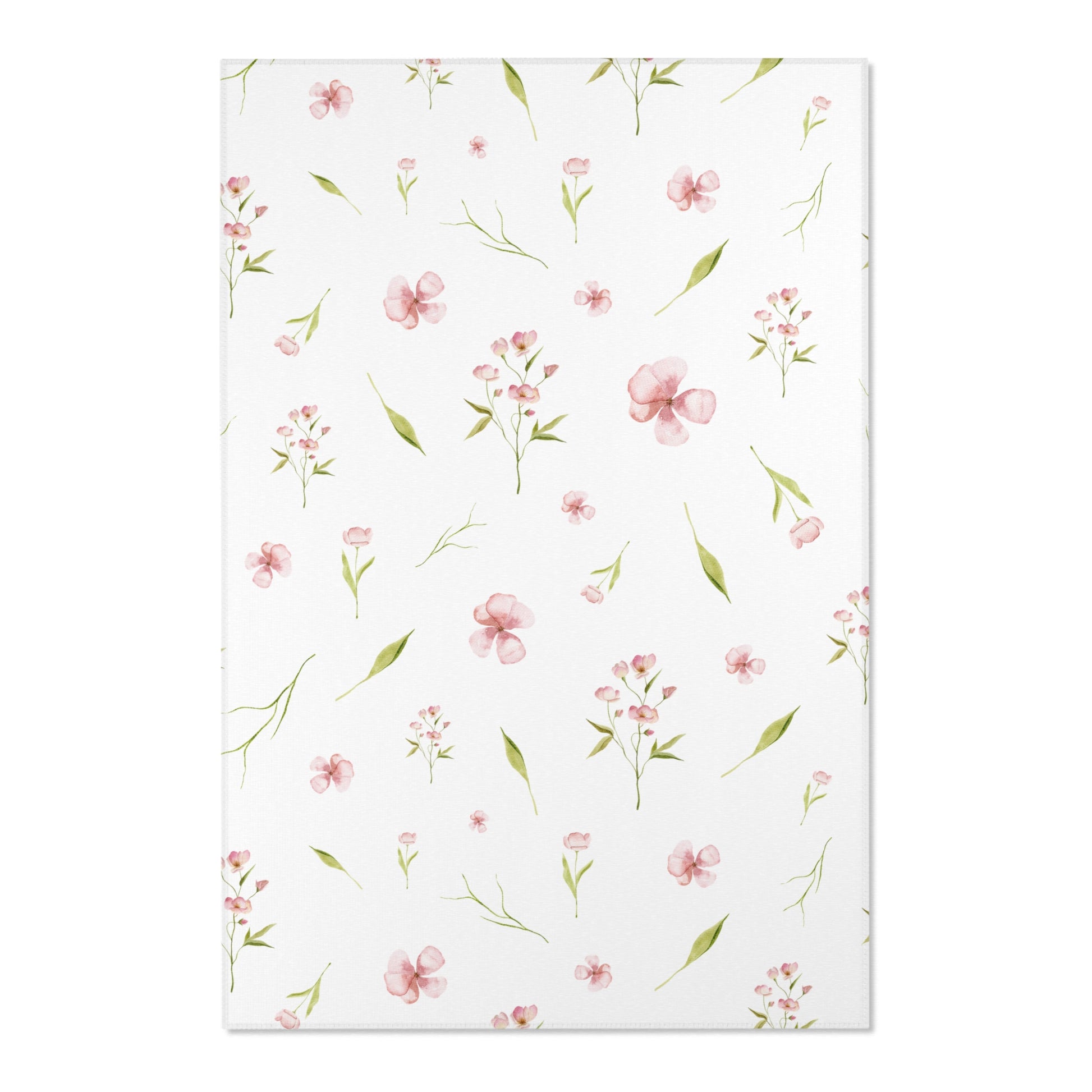 Rectangular nursery rug in dusty pink and sage green florals