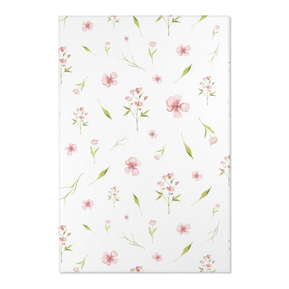 Rectangular nursery rug in dusty pink and sage green florals