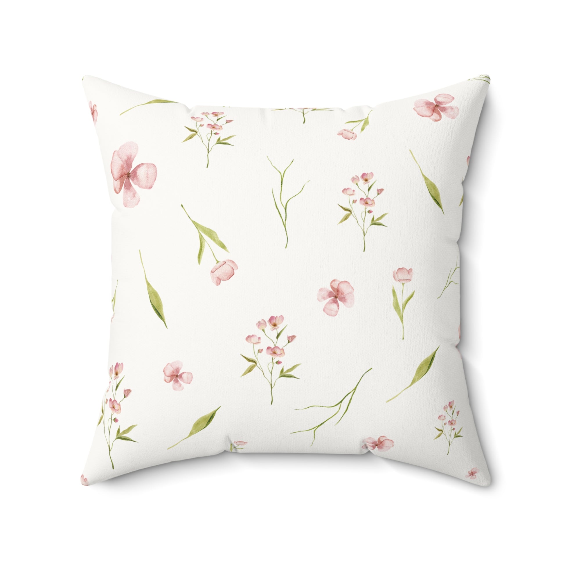 Close detail of the floral print on the Blush Blossom pillow