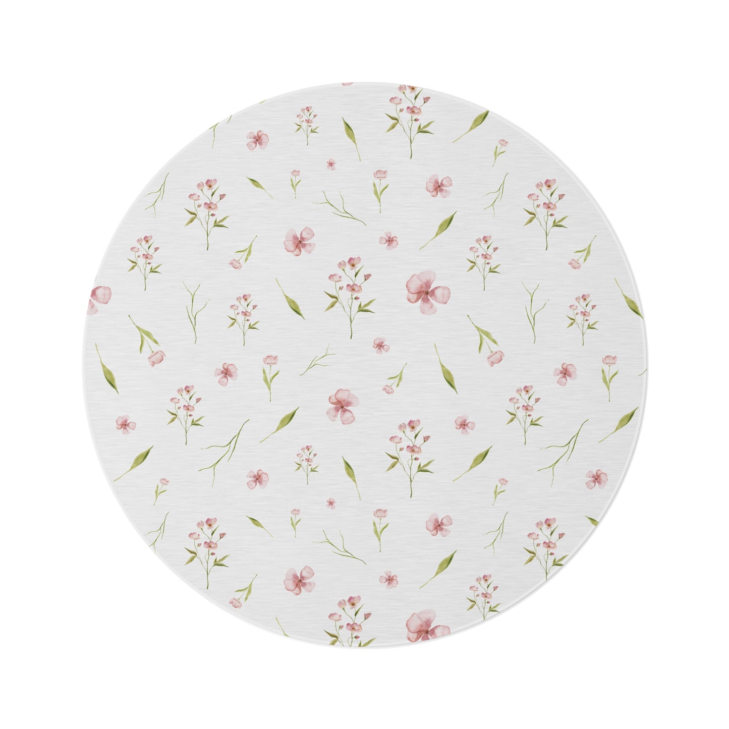 Blush Blossom round nursery rug on a baby girl's bedroom floor