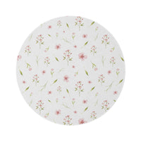 Blush Blossom round nursery rug on a baby girl's bedroom floor