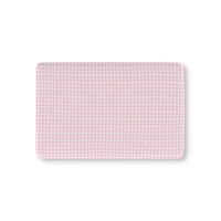 Blush Gingham fitted crib sheet on a nursery crib mattress