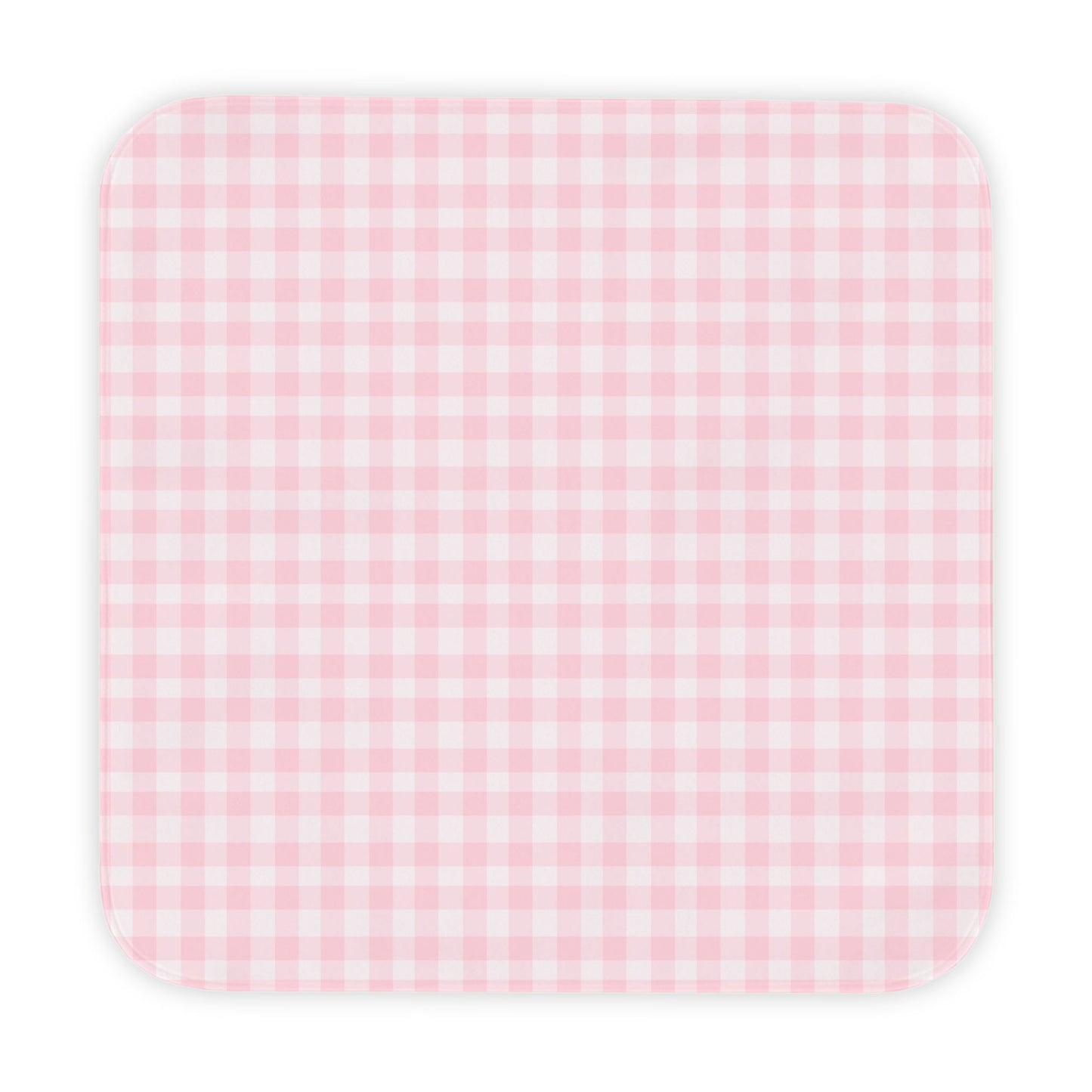 Blush Gingham hooded baby towel wrapped around a baby